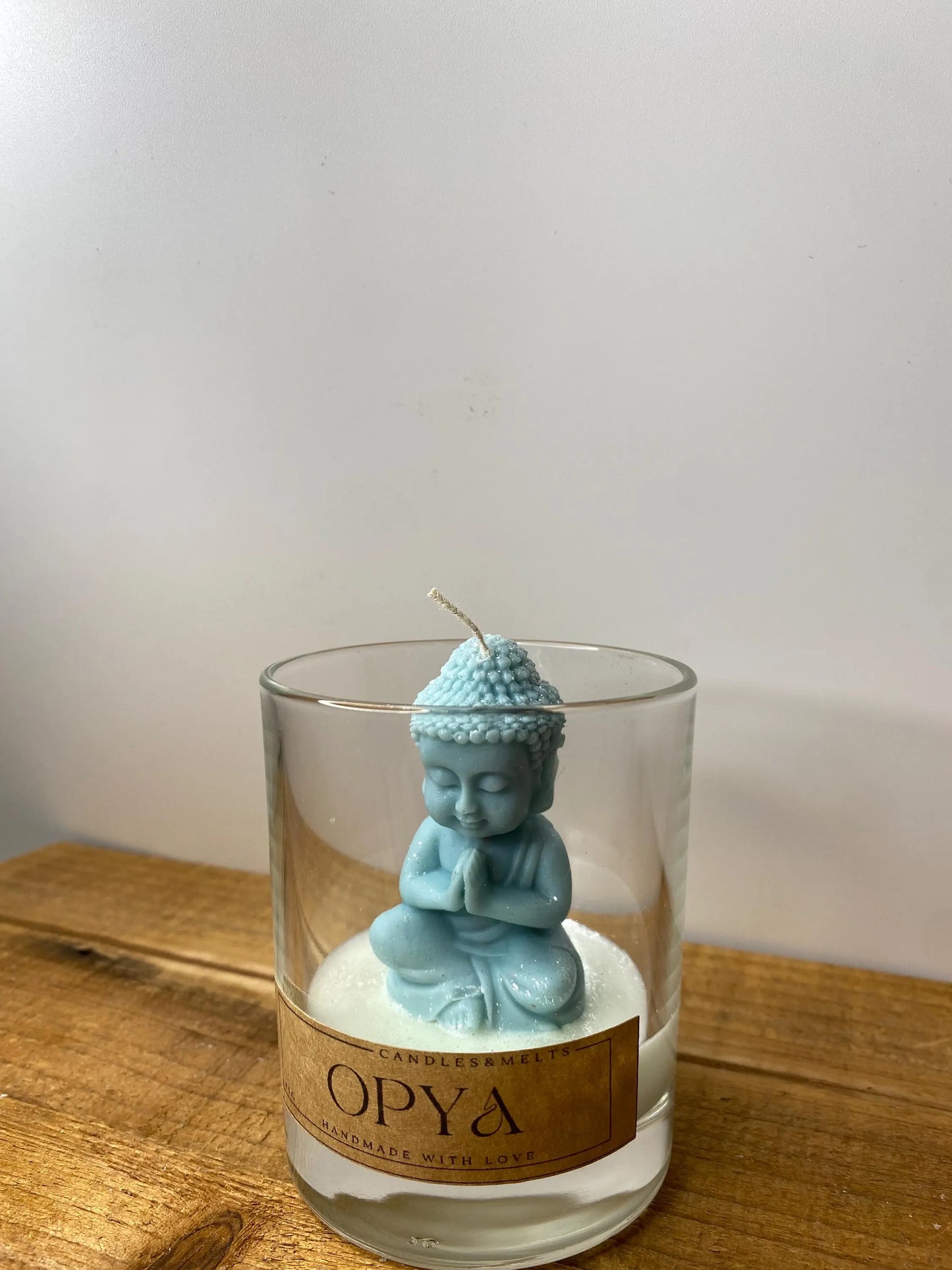 Buddhakerze im Glas - Helltürkis