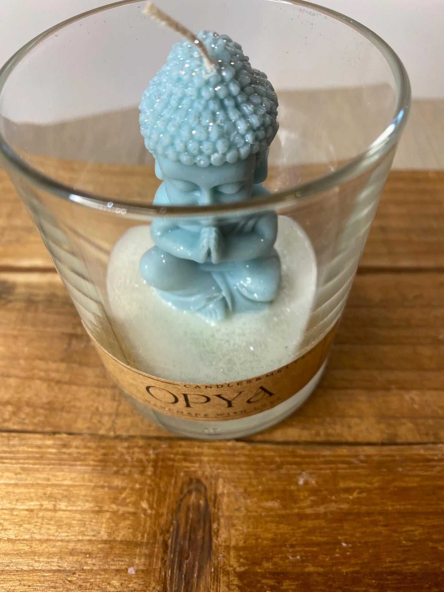 Buddhakerze im Glas - Helltürkis