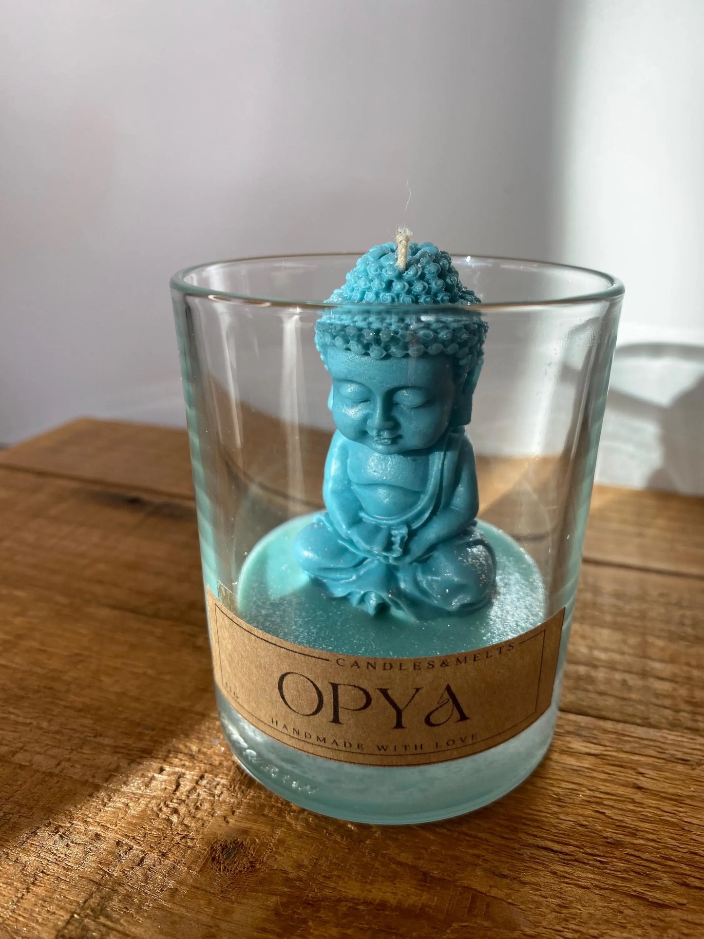 Buddhakerze im Glas - Dunkeltürkis