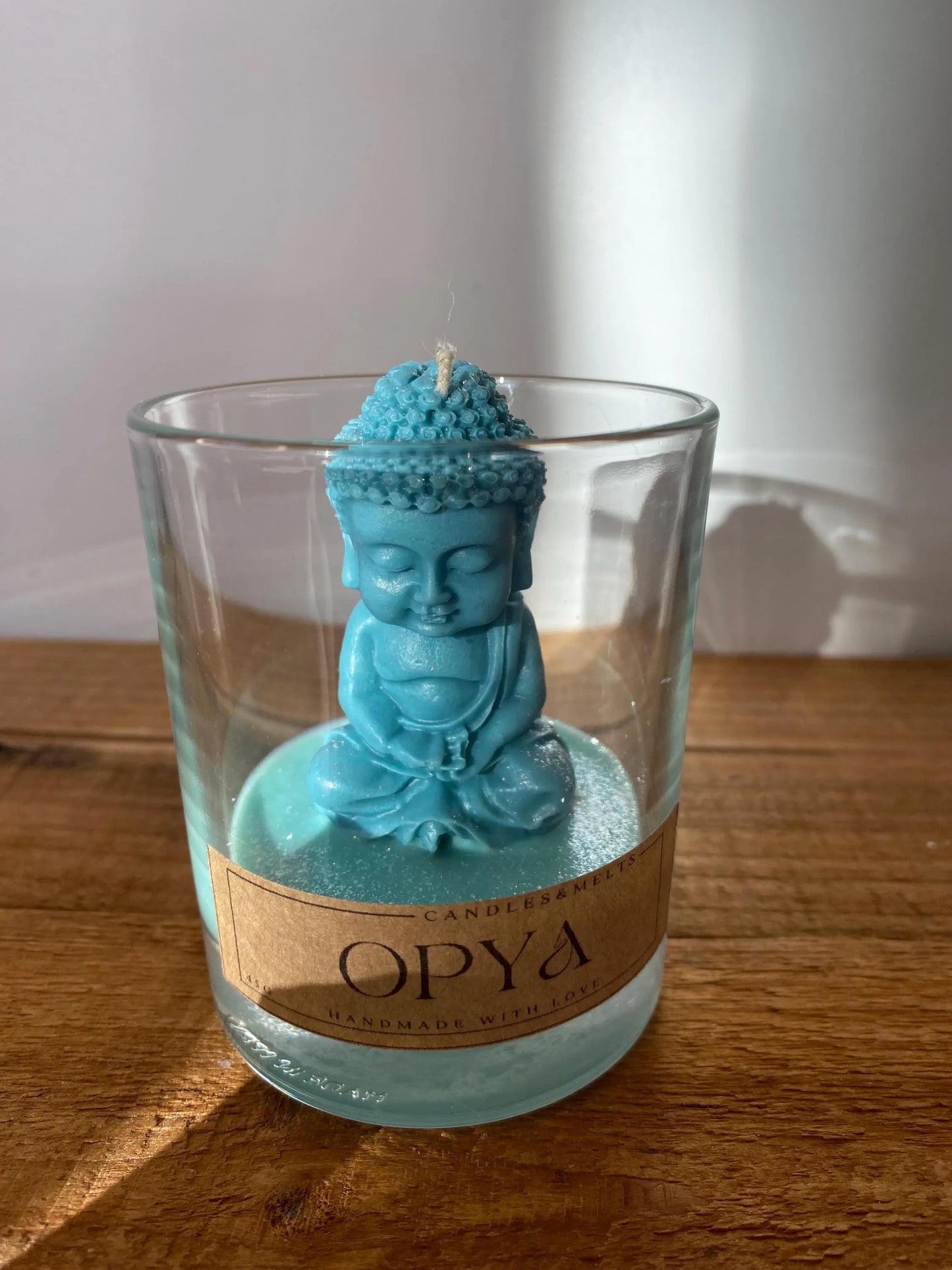 Buddhakerze im Glas - Dunkeltürkis