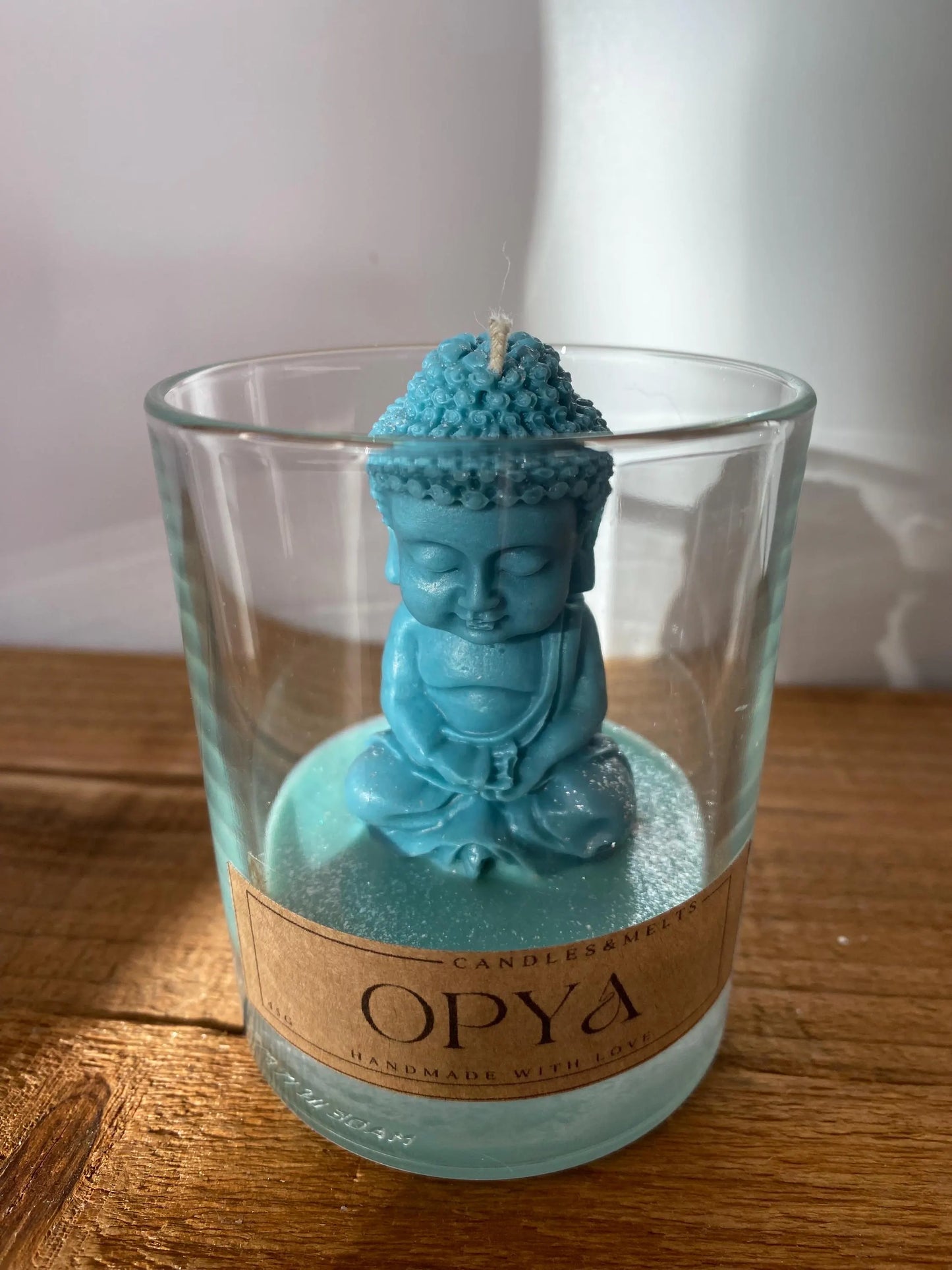 Buddhakerze im Glas - Dunkeltürkis