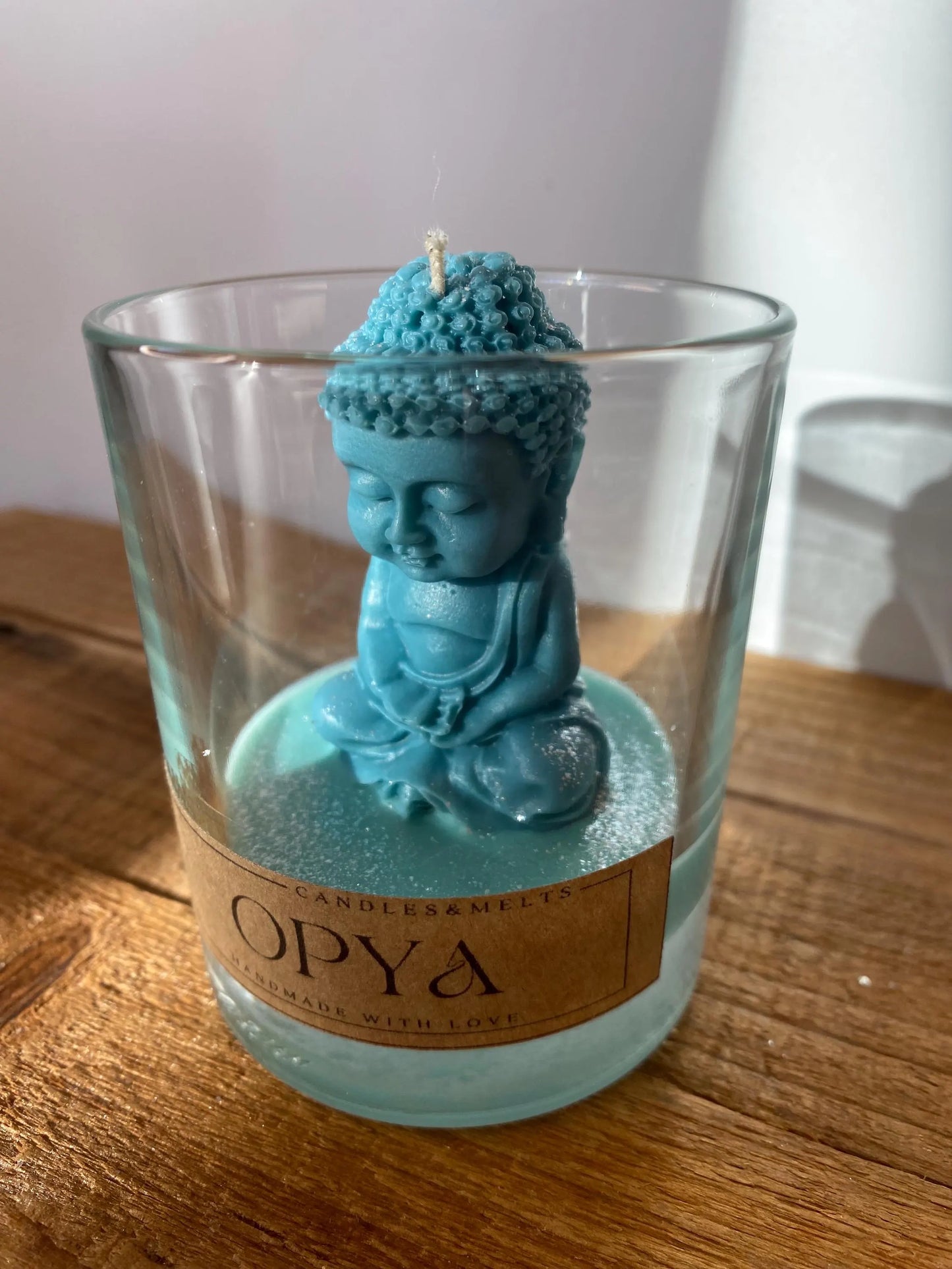 Buddhakerze im Glas - Dunkeltürkis