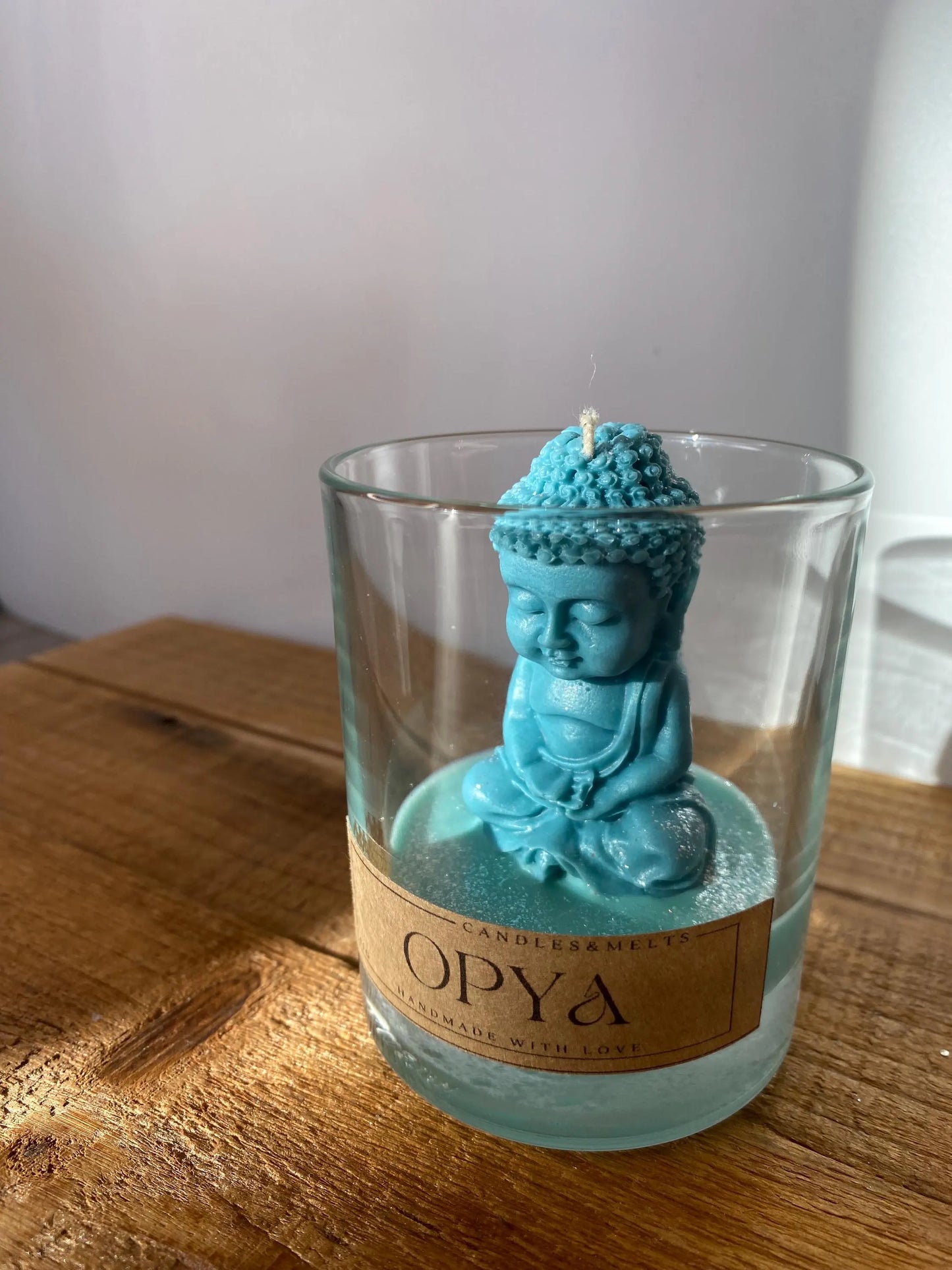 Buddhakerze im Glas - Dunkeltürkis