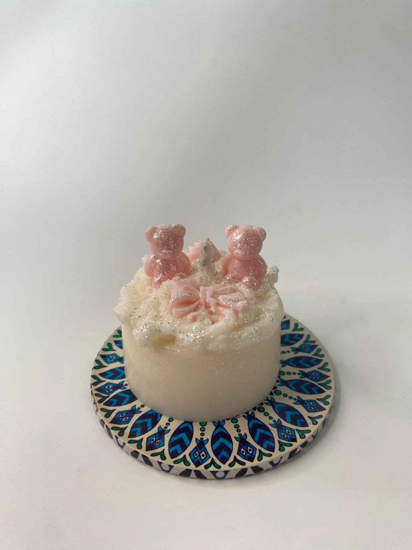 Zuckersüße Dessertkerze mit Teddybären