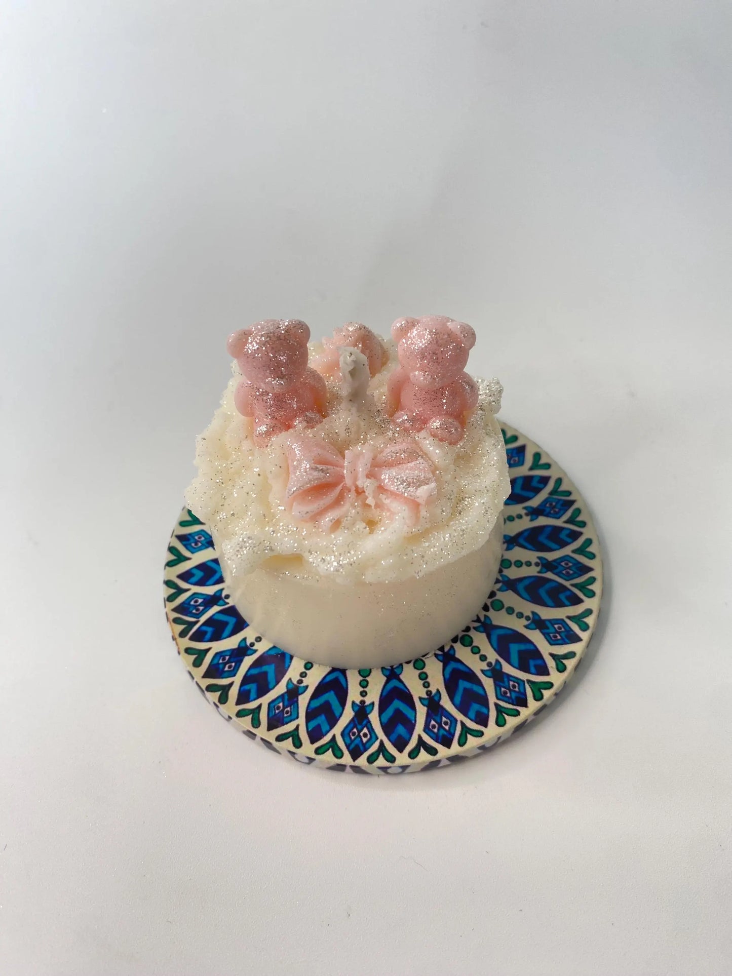 Zuckersüße Dessertkerze mit Teddybären