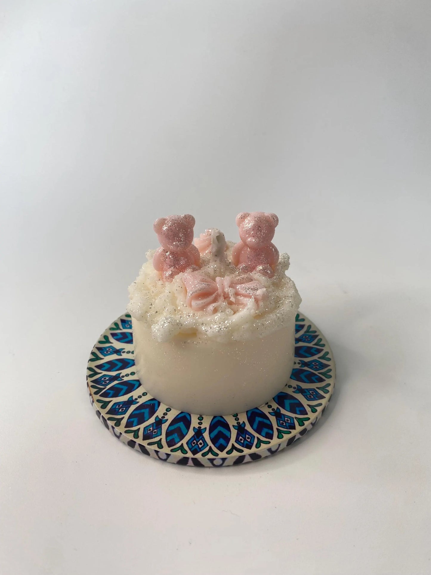 Zuckersüße Dessertkerze mit Teddybären