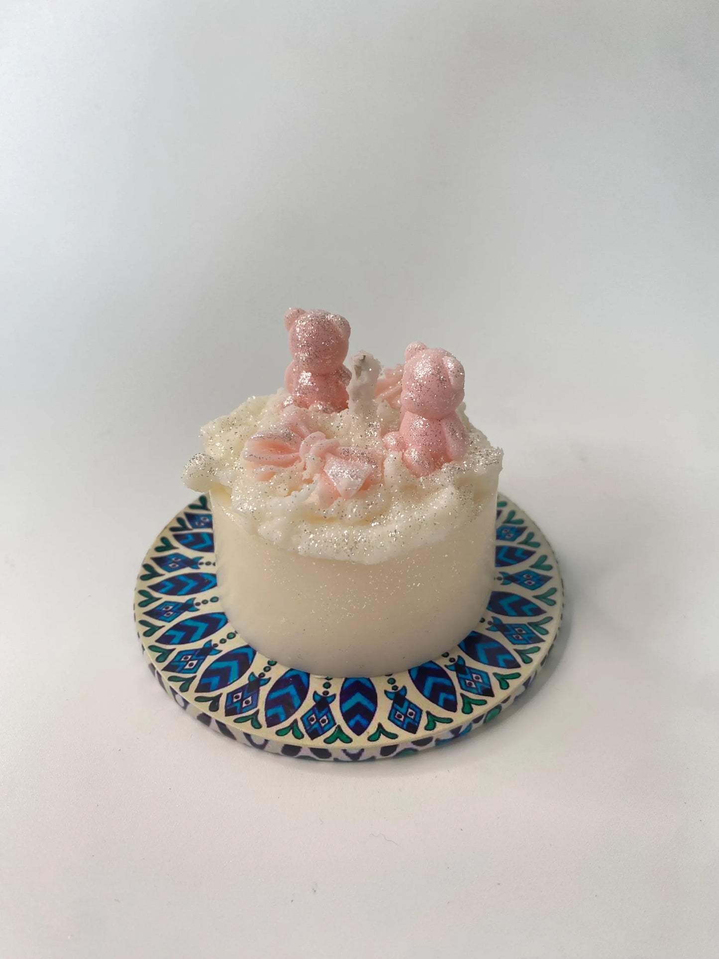 Zuckersüße Dessertkerze mit Teddybären