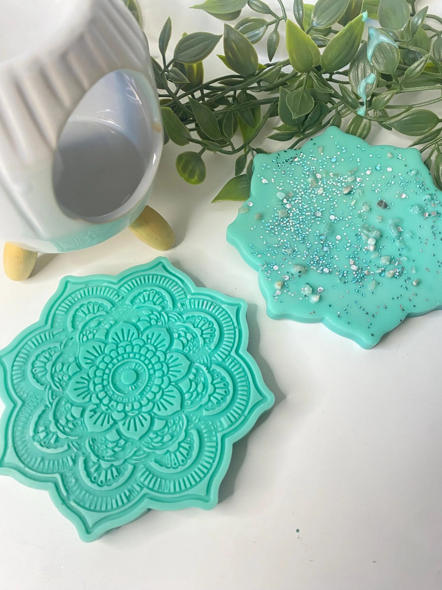 Wachsmelt / Duftwachs für Duftlampe mit   " Amazonit - Kristallen "  Türkis