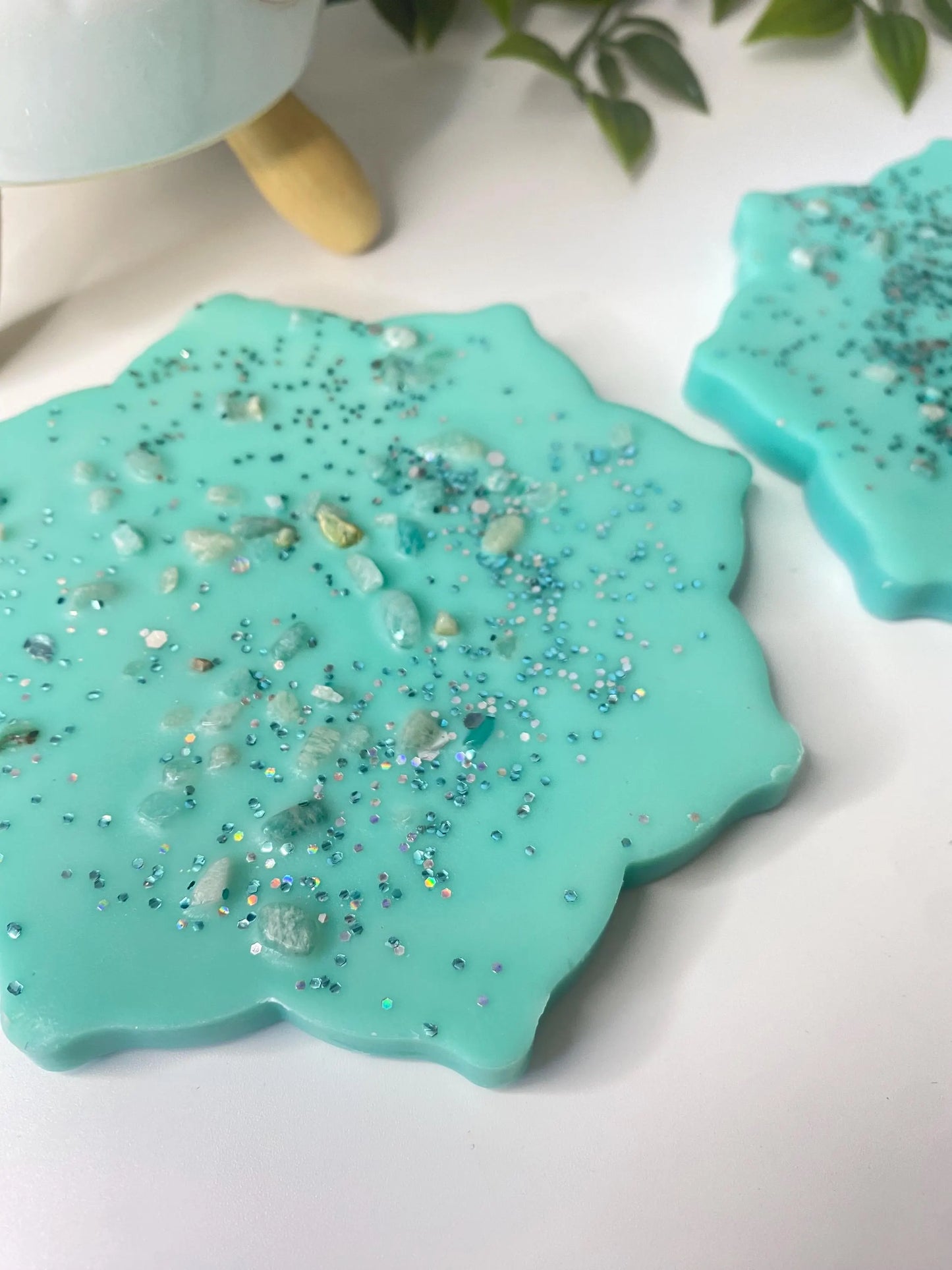 Wachsmelt / Duftwachs für Duftlampe mit   " Amazonit - Kristallen "  Türkis