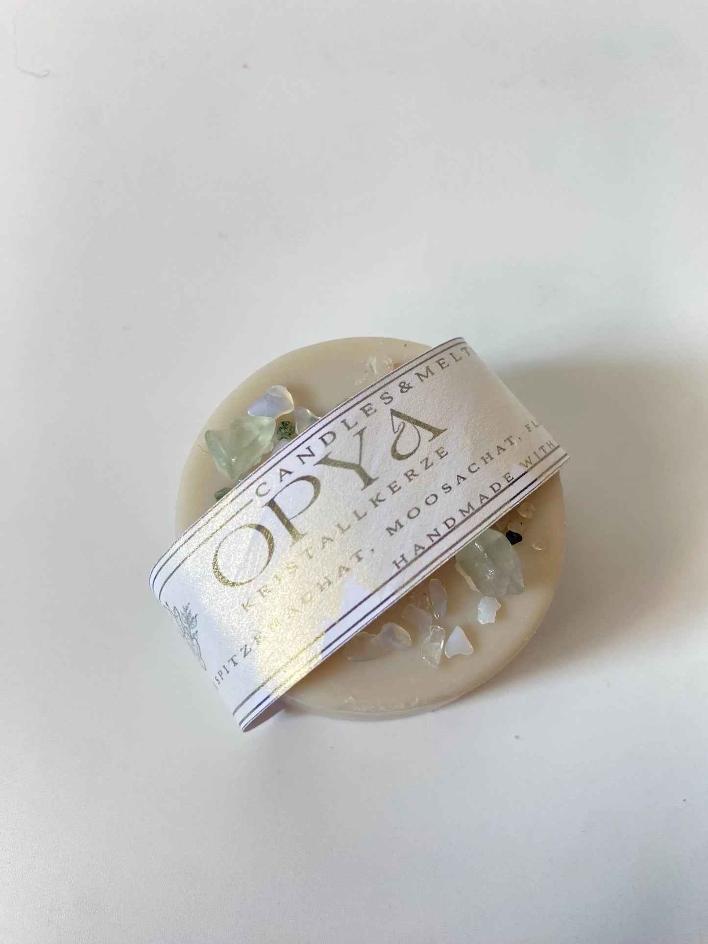 Kristall-Duft-Ritualkerze  - mit Moosachat & Blauem Spitzenachat ,Dark Musk,Handgegossen