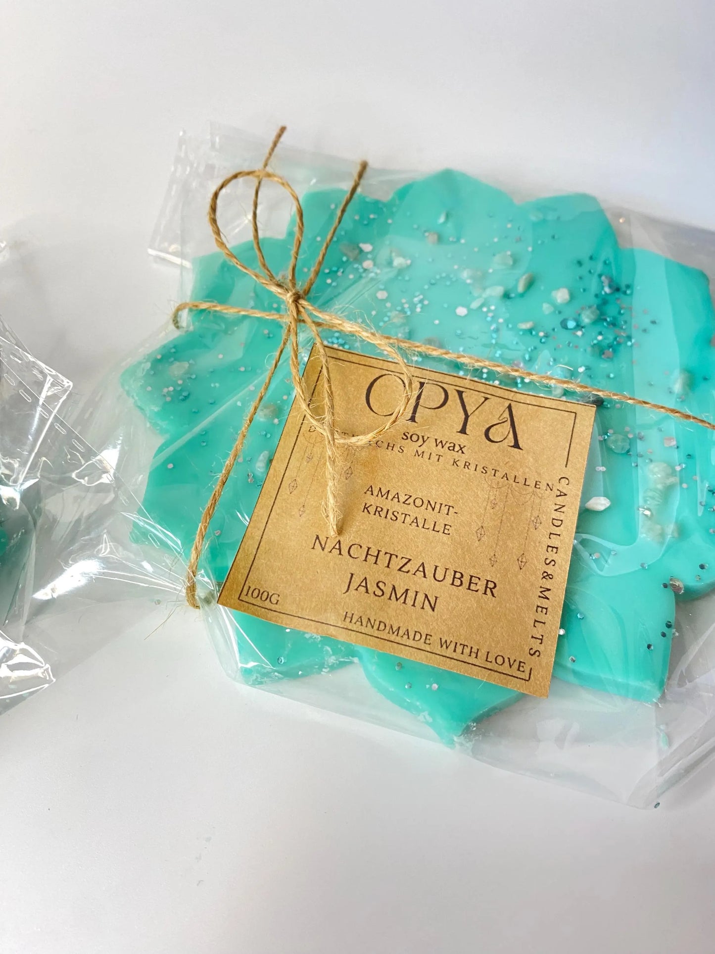Wachsmelt / Duftwachs für Duftlampe mit   " Amazonit - Kristallen "  Türkis