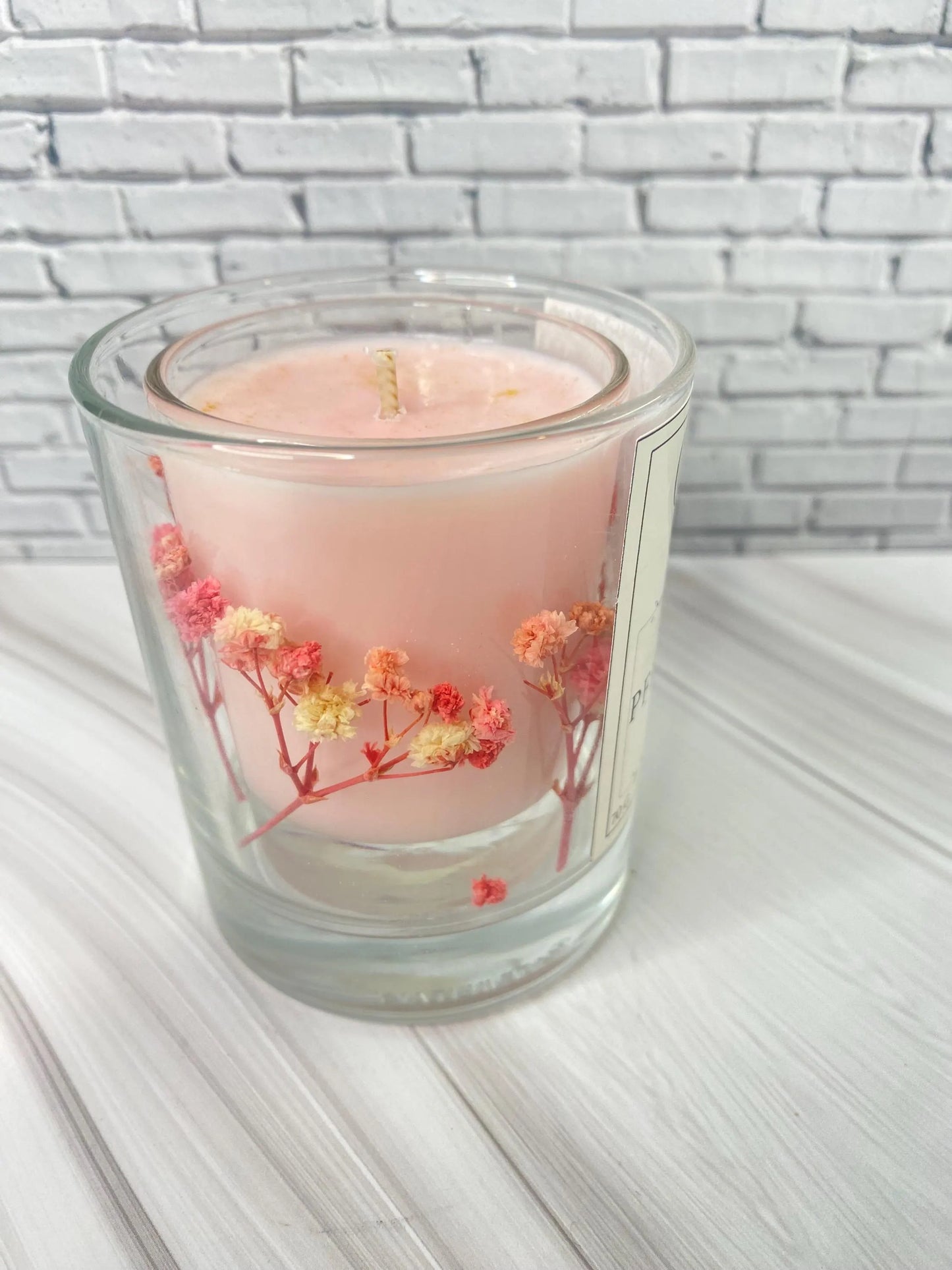 Romantische Duftkerze  mit Glitzer & Trockenblumen