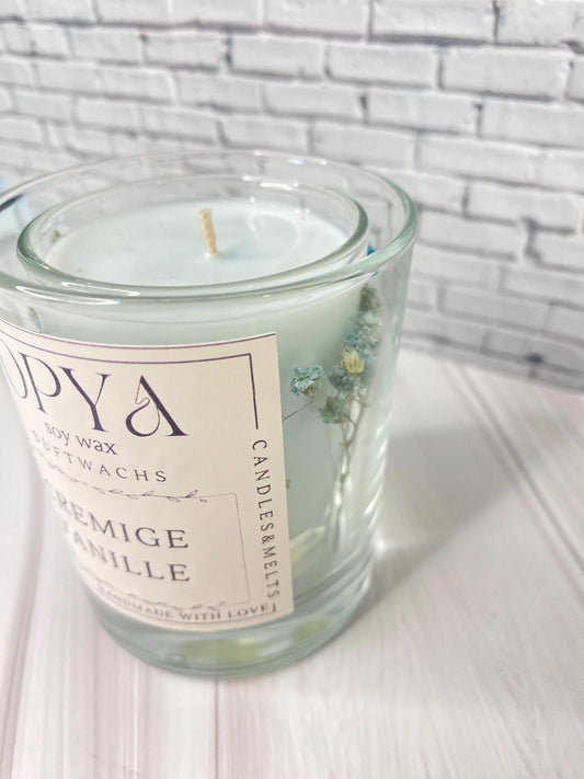 Romantische Duftkerze  mit Glitzer & Trockenblumen