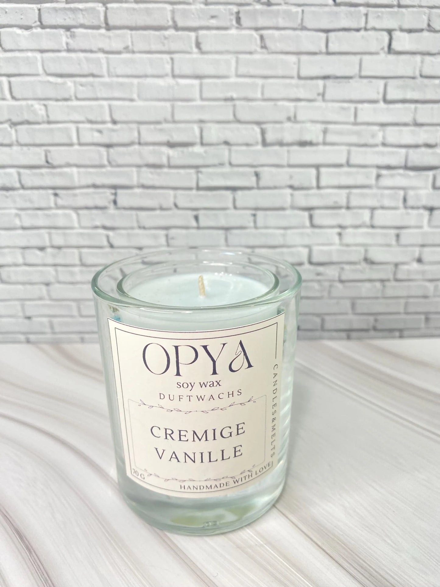 Romantische Duftkerze  mit Glitzer & Trockenblumen