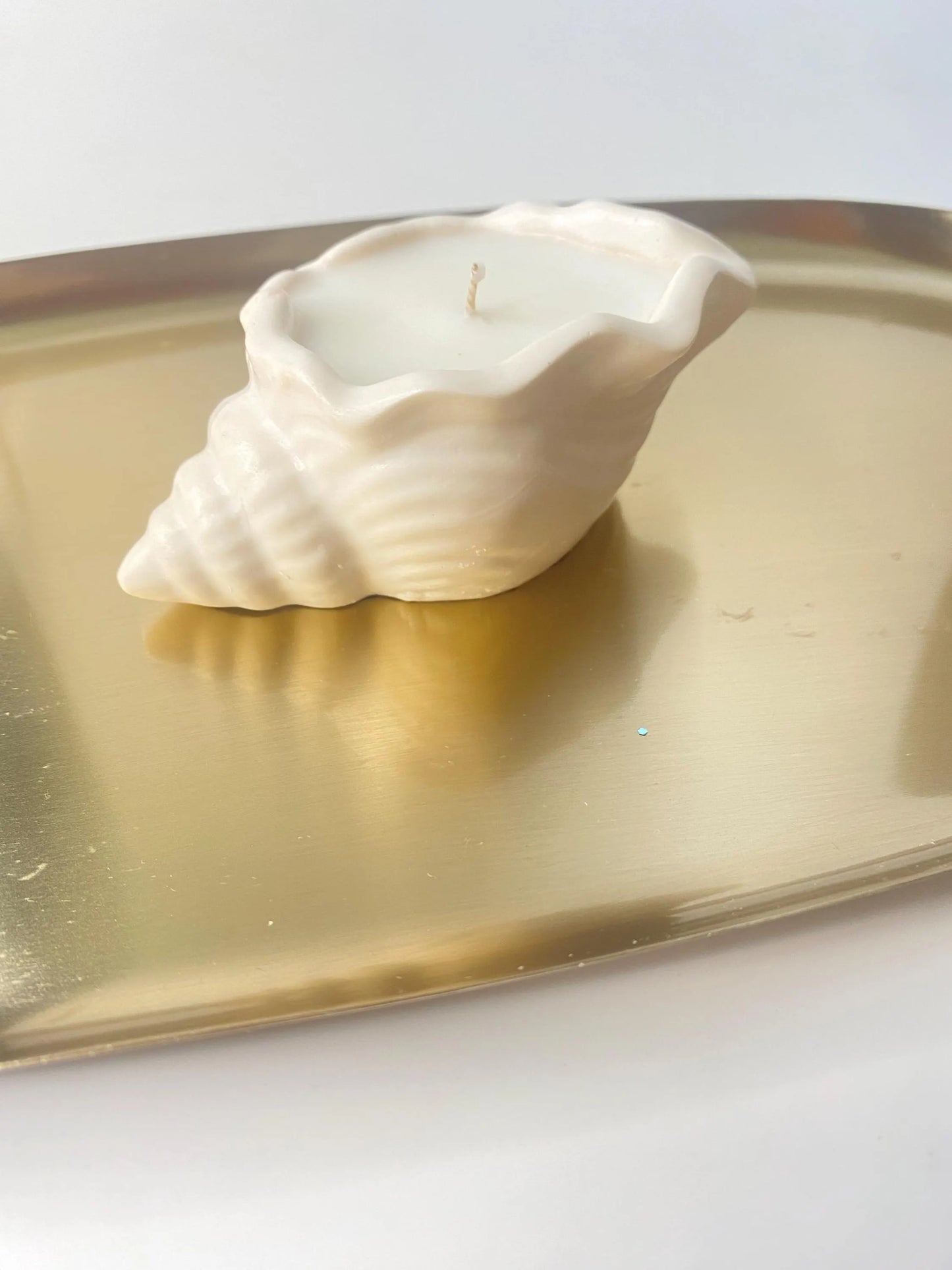 Wunderschöne Muschelkerze , Sojawachs, Handgegossen in  Jesin  / Duft Pfingstrose & Rotes Wildleder