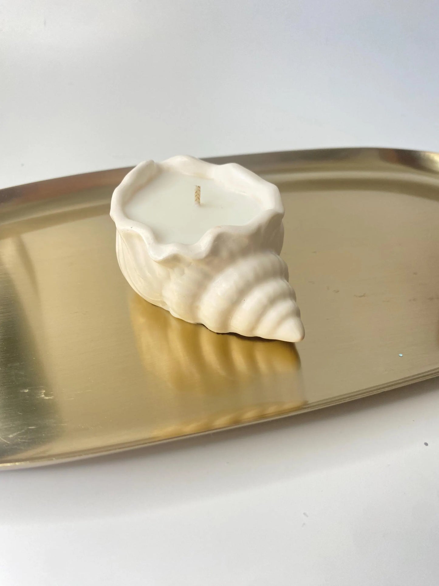 Wunderschöne Muschelkerze , Sojawachs, Handgegossen in  Jesin  / Duft Pfingstrose & Rotes Wildleder