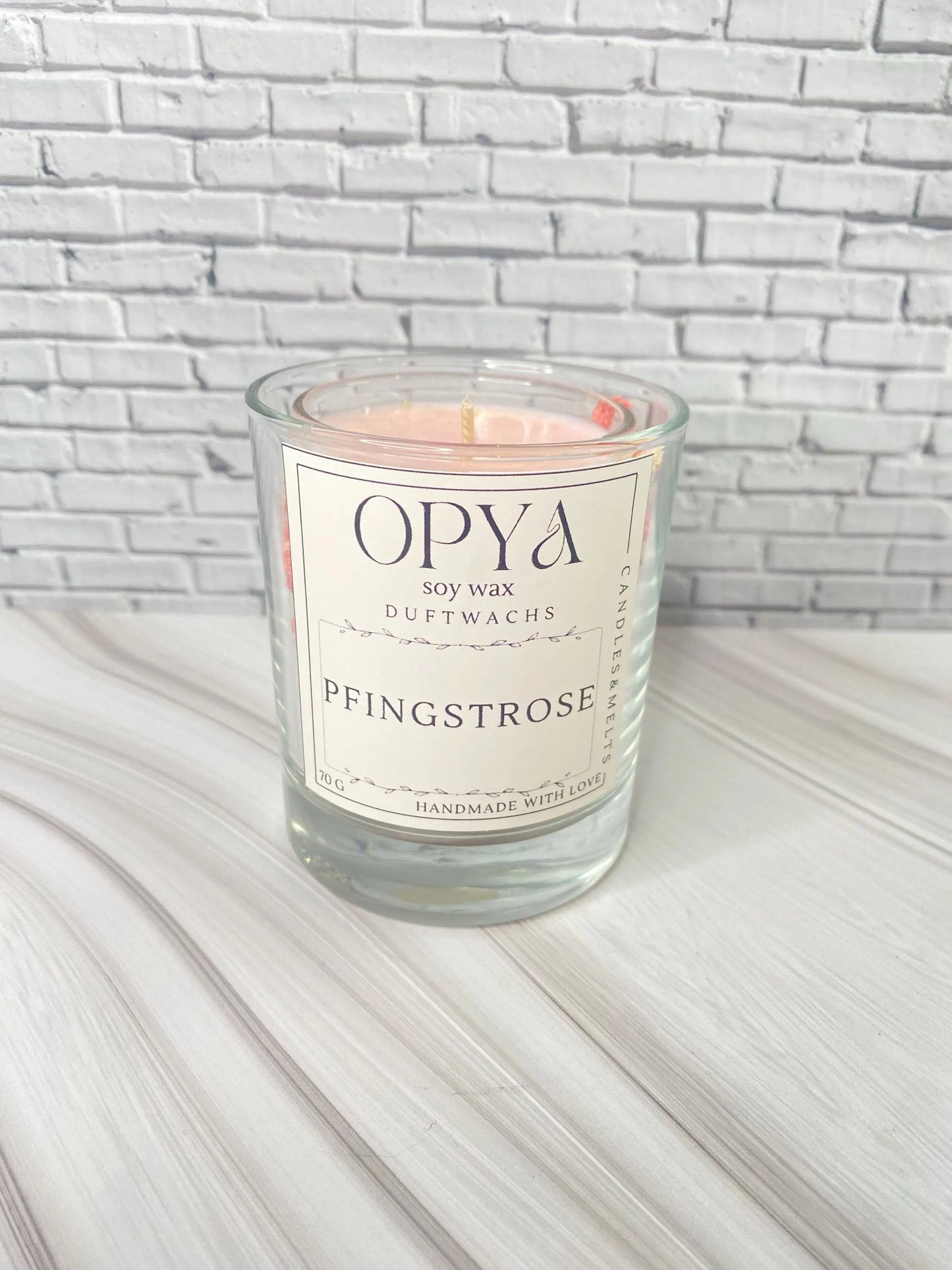 Romantische Duftkerze  mit Glitzer & Trockenblumen