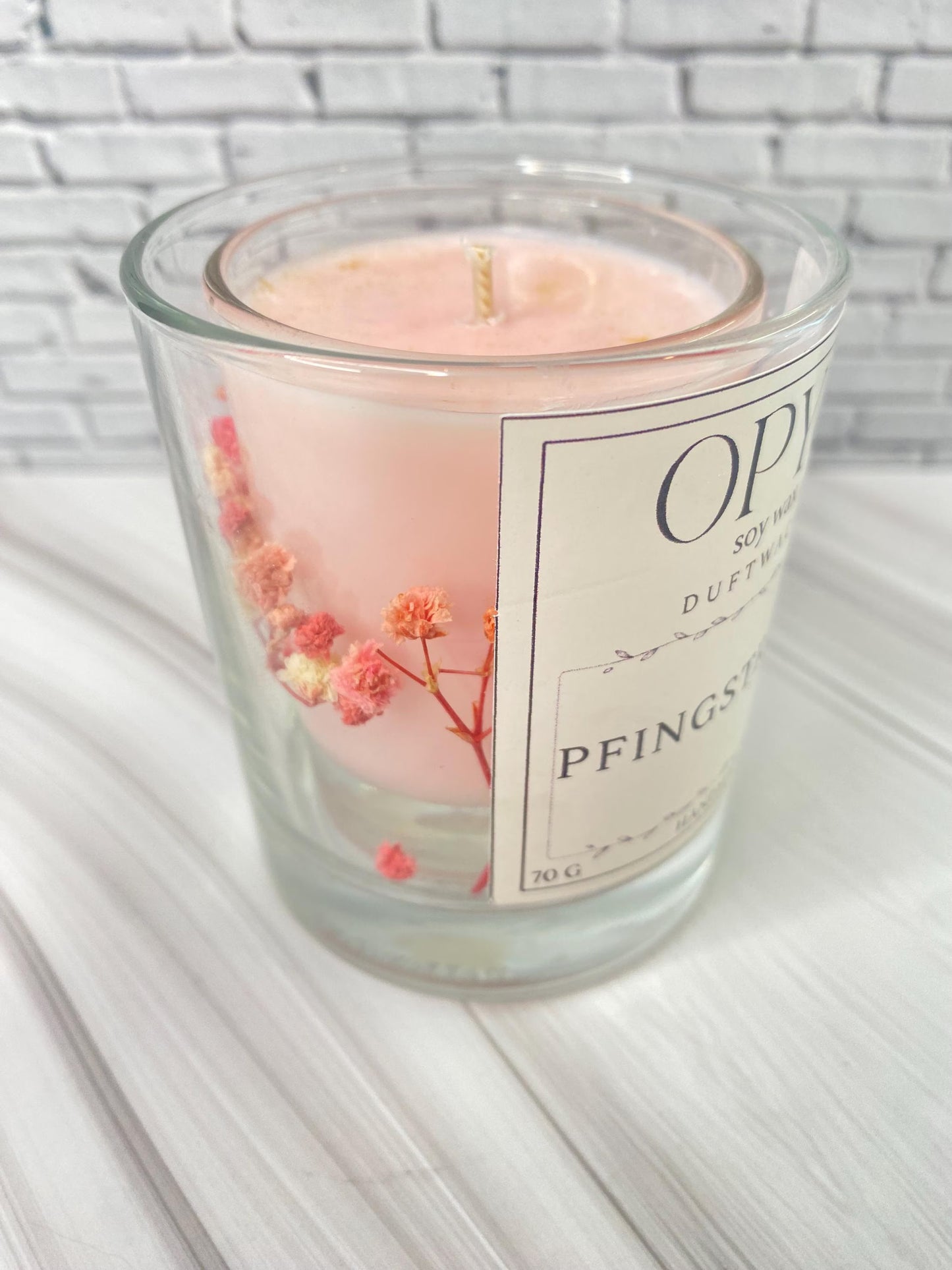 Romantische Duftkerze  mit Glitzer & Trockenblumen