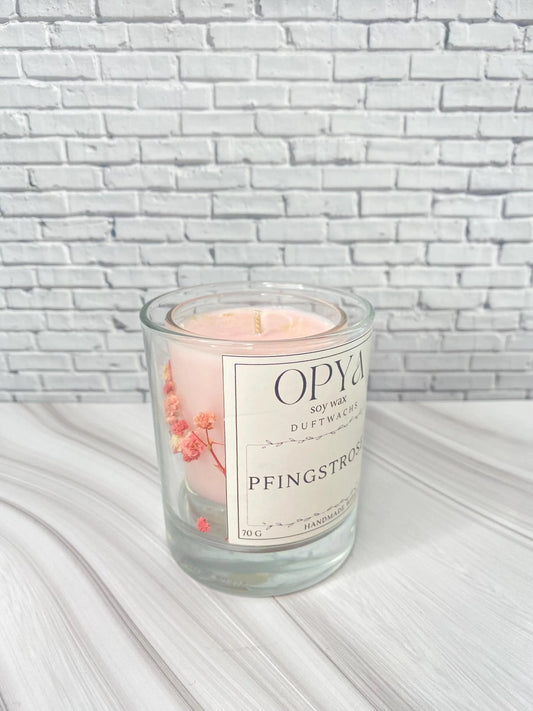 Romantische Duftkerze  mit Glitzer & Trockenblumen