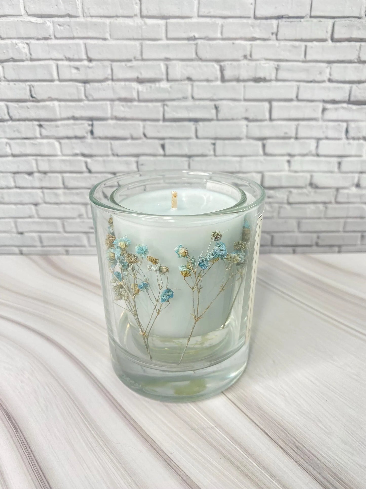 Romantische Duftkerze  mit Glitzer & Trockenblumen