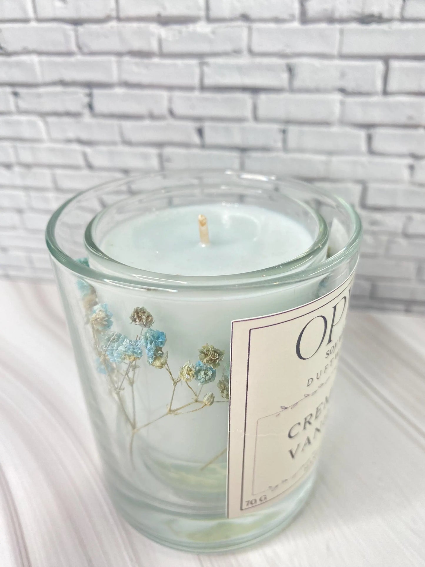 Romantische Duftkerze  mit Glitzer & Trockenblumen